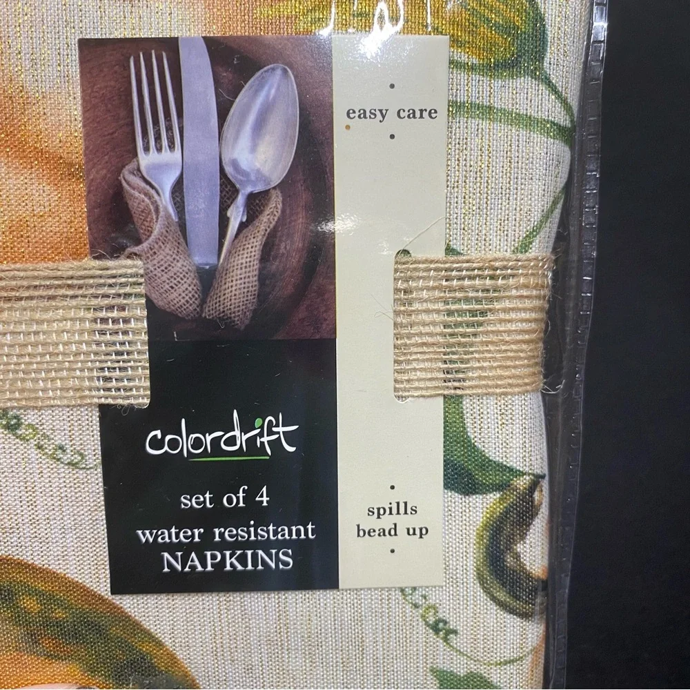Colordrift Harvest napkins set of 4 pumpkin shimmer new in package